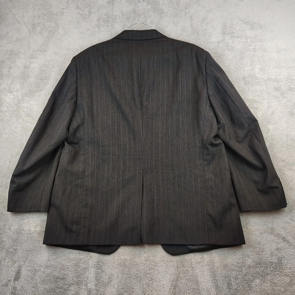 Palm Beach Mens 46R Wool Blazer Sport Coat Dark Gray Pinstripe Made in USA